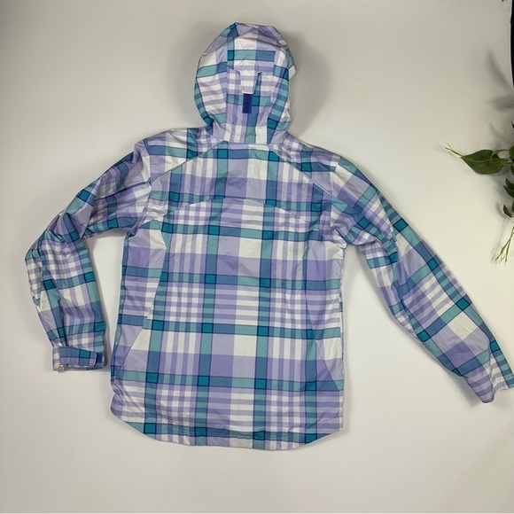 Columbia Girls Jacket Large Hooded Plaid Windbreaker Raincoat Rain - Picture 3 of 13
